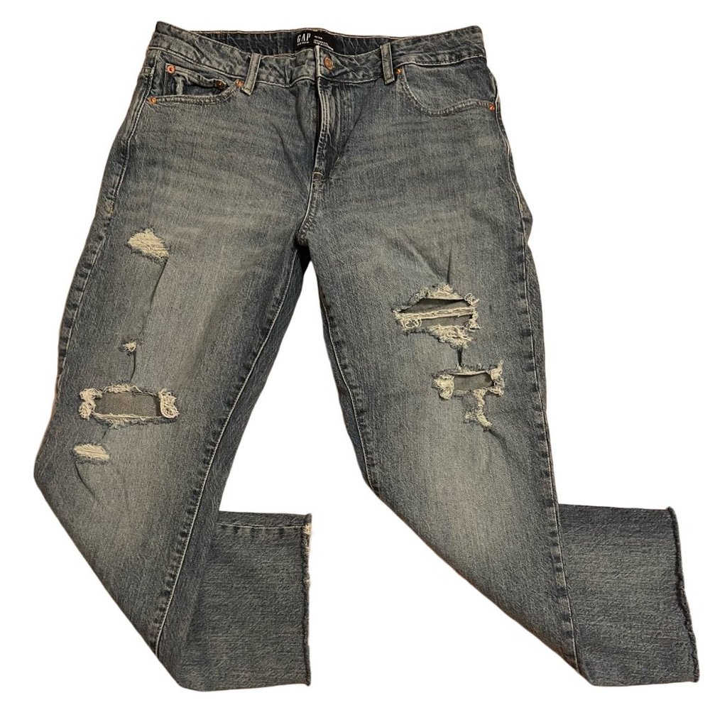 GAP Jeans Mid-Rise Universal Slim Boyfriend Distressed - Size 12/31R